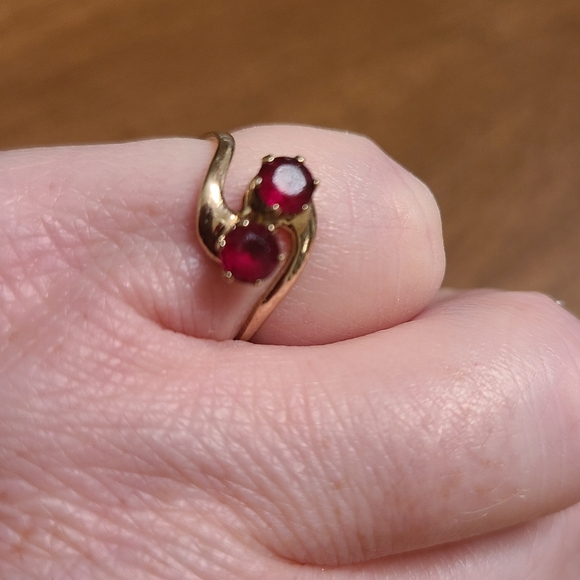 Golden Ring With Rubies 10K - Picture 7 of 10